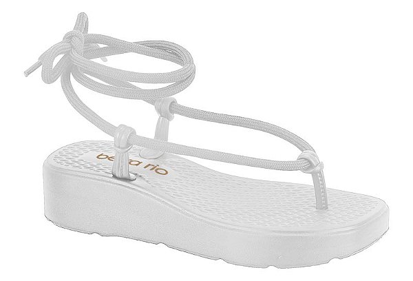 Chinelo Beira Rio Flat Amarração Branco