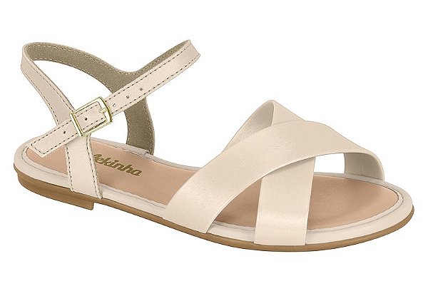 Sandalia Rasteira Infantil Molekinha Com Tiras Creme