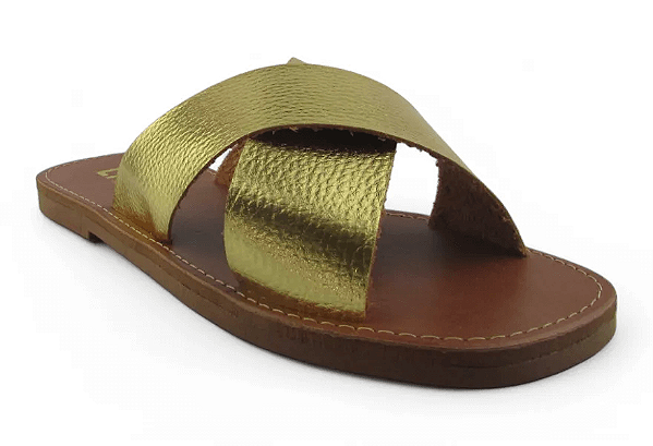 Rasteira Littz Tira Em X Calce Facil Metalizada Ouro