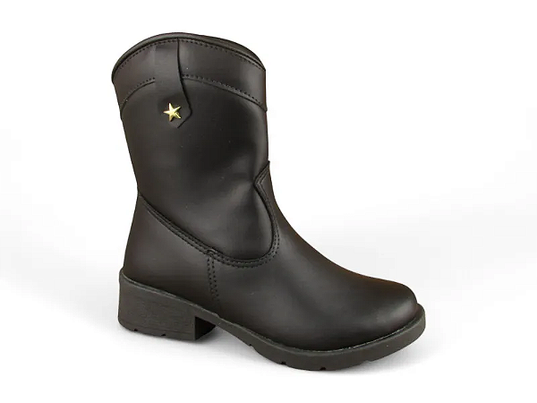 Bota Texana Infantil Ziper Preto
