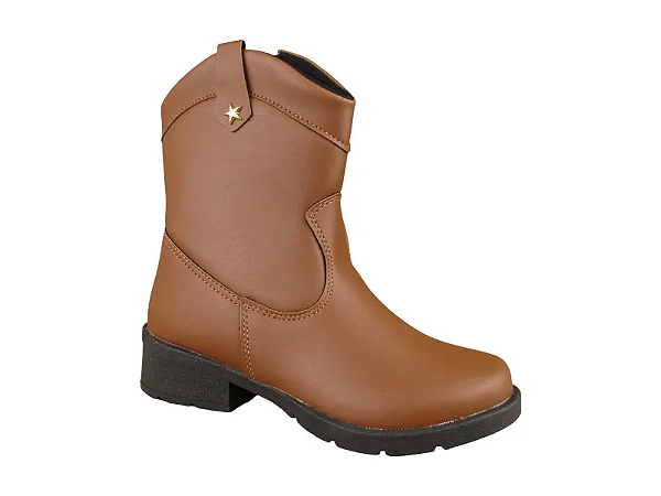 Bota Texana Infantil Ziper Caramelo
