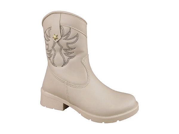 Bota Texana Fuffy Salto Bloco Branco Off