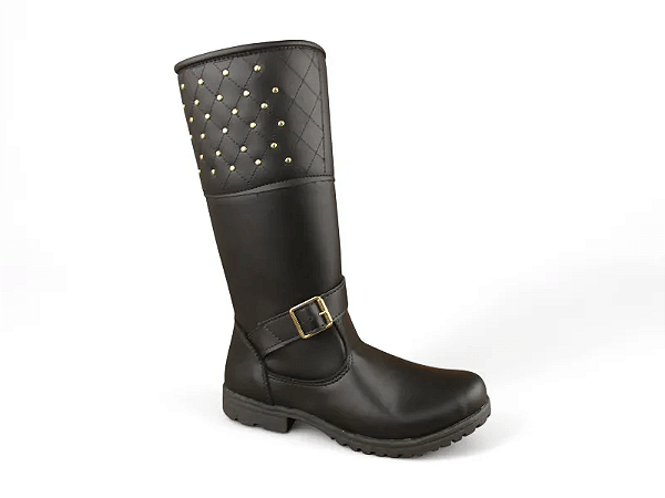 Bota Infantil Montaria Fuffy Com Detalhe Dourado Preto