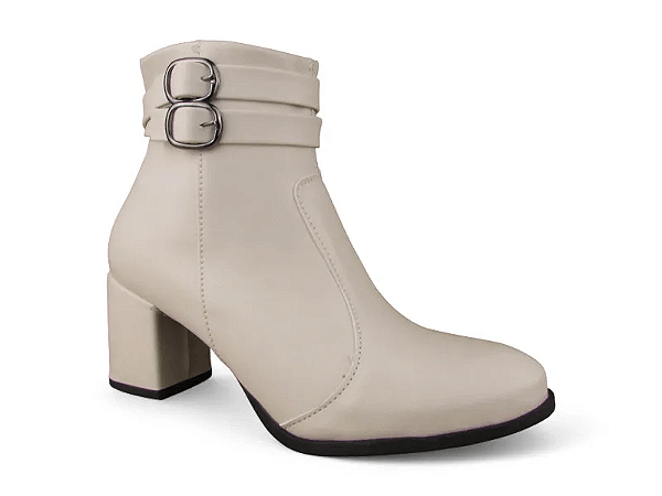 Bota Marina Carvalho Salto Bloco Com Ziper Tira Com Fivela Off White