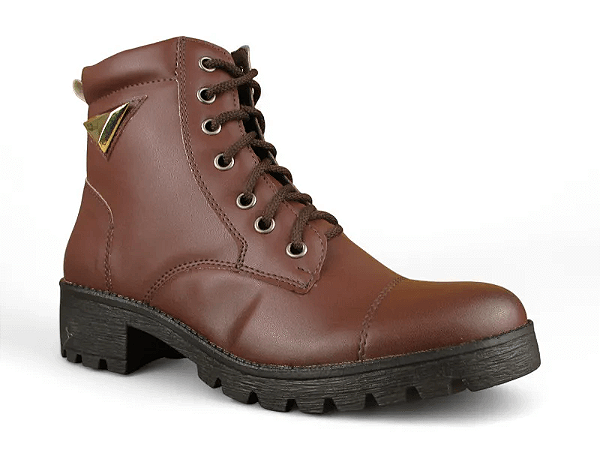 Bota Coturno Donna Lolita Com Detalhe Dourado Brown