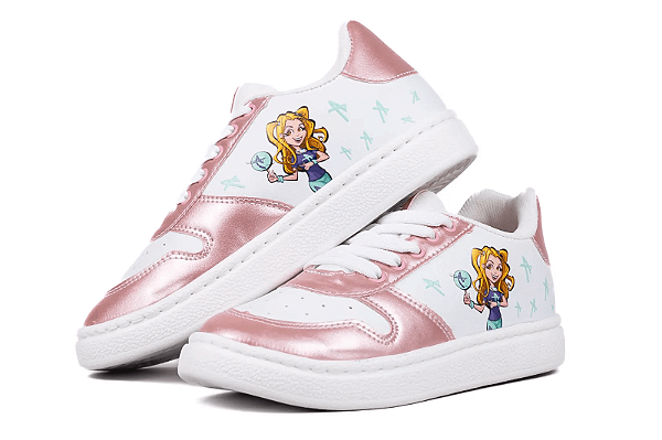 Tênis Infantil Casual Anninha Cadarço Com Recortes Branco Pink