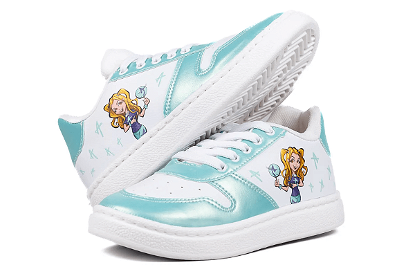 Tênis Infantil Casual Anninha Cadarço Com Recortes Branco Verde