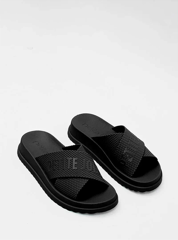 Chinelo Petite Jolie Smash Flat Tira Em X Preto