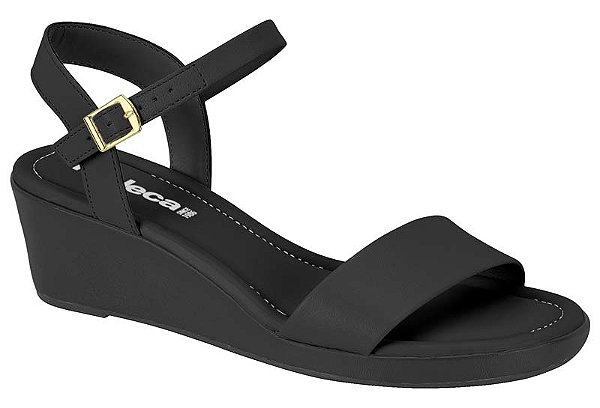 Sandalia Moleca Salto Anabela Tira Lisa Com Fivela Preto