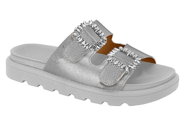 Papete Vizzano Tratorada Fivela Com Pedraria Metalizada Prata