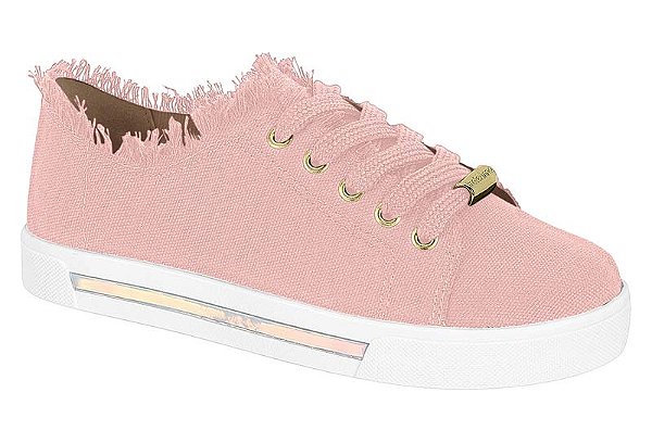 Tenis Molekinha Urbano Com Cadarço Detalhe Holografico Rosa