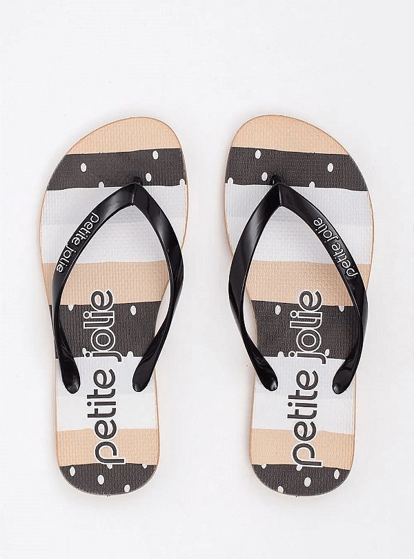 Chinelo Petite Jolie Estampado Preto/Geometrico
