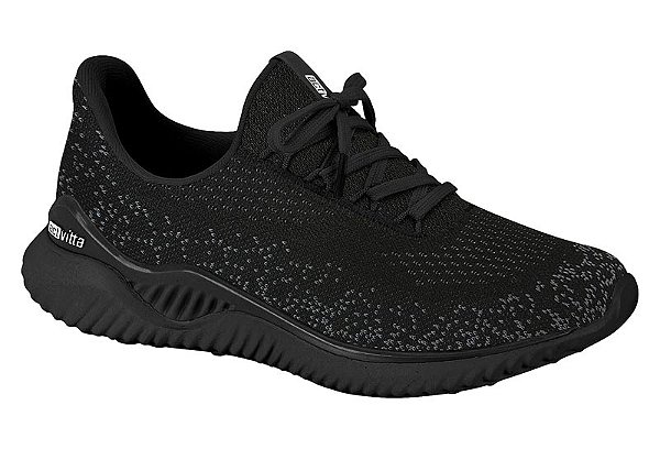 Tenis Meia Actvitta Esportivo Com Cadarço Leve Preto/Grafite