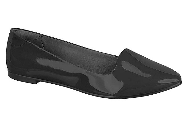 Sapatilha Feminina Moleca Bico Fino Casual Preto Verniz
