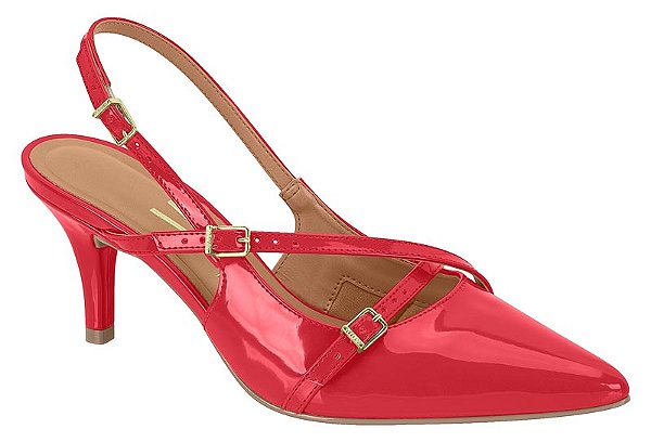 Scapin Vizzano Salto Fino Tira Com Fivela Verniz Vermelho