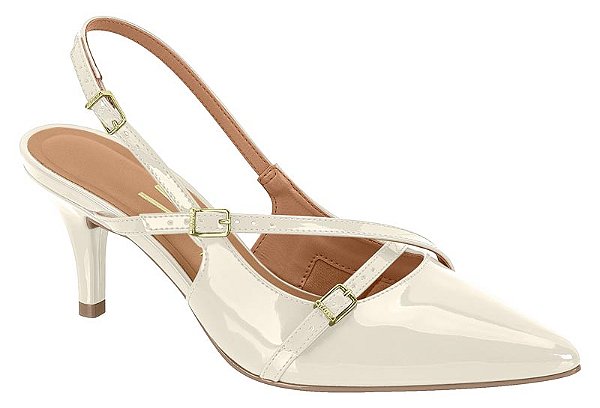 Scapin Vizzano Salto Fino Tira Com Fivela Verniz Branco Off