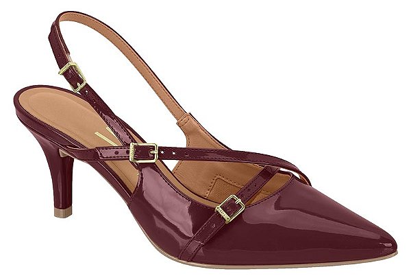 Scapin Vizzano Salto Fino Tira Com Fivela Verniz Vinho