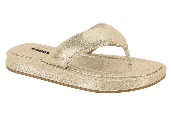 Tamanco Infantil Molekinha Flatform Tira Dedo Metalizada Dourado