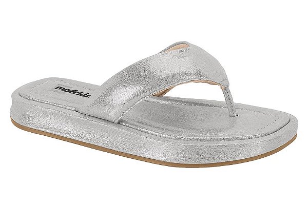 Tamanco Infantil Molekinha Flatform Tira Dedo Metalizada Prata