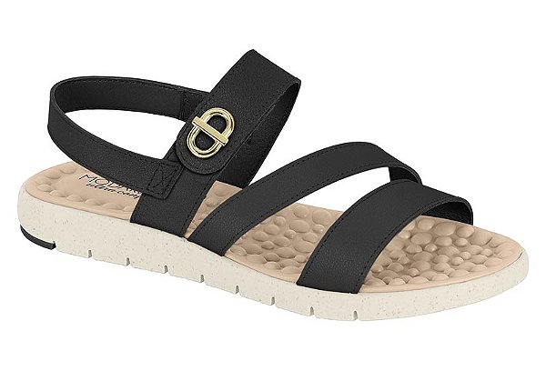 Sandália Modare Conforto Calce Facil Com Velcro Preta Preto