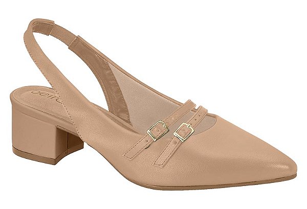 Sapato Beira Rio Salto Bloco Com Fivelas Preto Nude