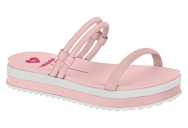 Sandalia Molekinha Flatform Com Tiras Calce Facil Rosa