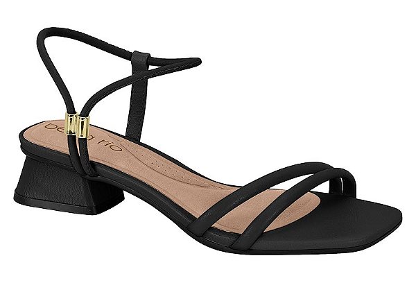 Sandalia  Beira Rio Salto Bloco 2 Tiras Calce Facil  Preto