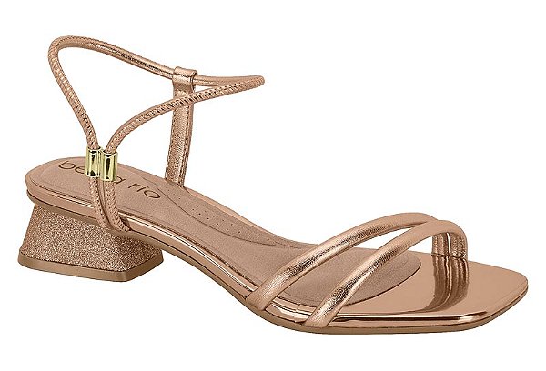 Sandalia  Beira Rio Salto Bloco 2 Tiras Calce Facil  Ouro Rosado