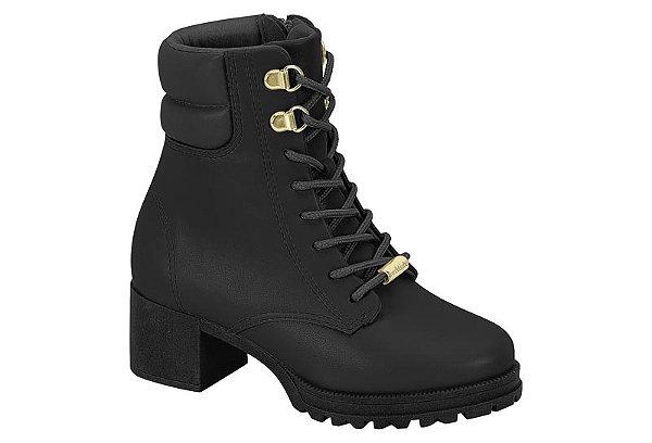 Bota Molekinha Coturno Cano Alto Com Cadarço E Ziper Preto