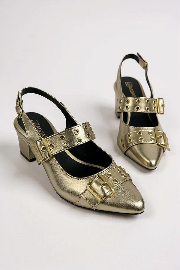 Sapatilha Feminino Addan Com Bico Fino Casual   Golden