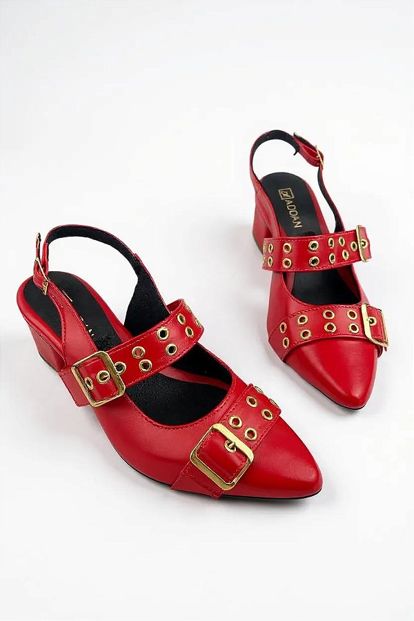Sapatilha Feminino Addan Com Bico Fino Casual   Vermelho