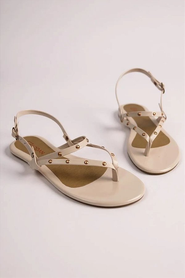 Sandalia Rasteira Addan Tiras Com Taxinhas  Rose