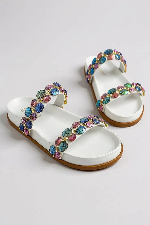 Papete Addan 2 Tiras Com Pedraria  Branco