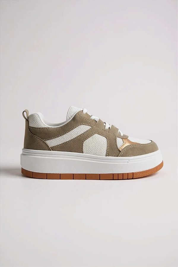 Tênis Feminino Casual Energy Solado Alto Areia/Aveia/Cobre
