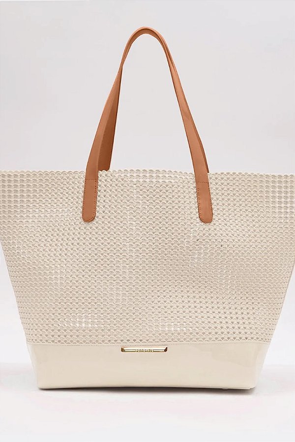 Bolsa Petite Jolie Feminina Bege Com Alças Caramelo, Ideal Para O Dia A Dia  White