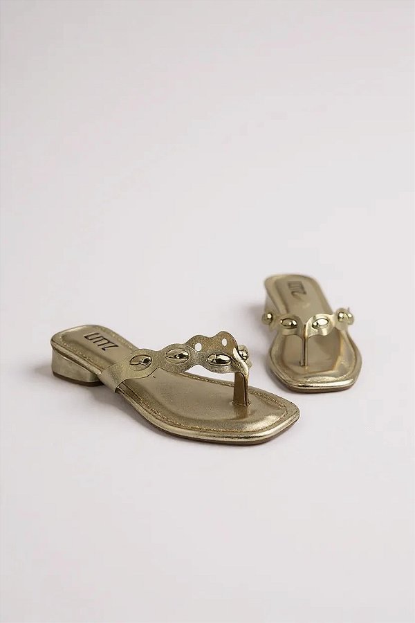 Tamanco Littz Feminino Com Detalhes Metálicos E Salto Baixo Confortável  Ouro