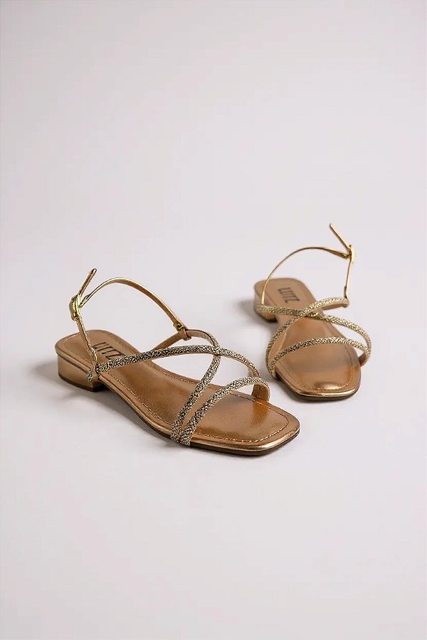 Sandália Littz Feminina Com Tiras Finas E Salto Baixo Confortável  Cobre