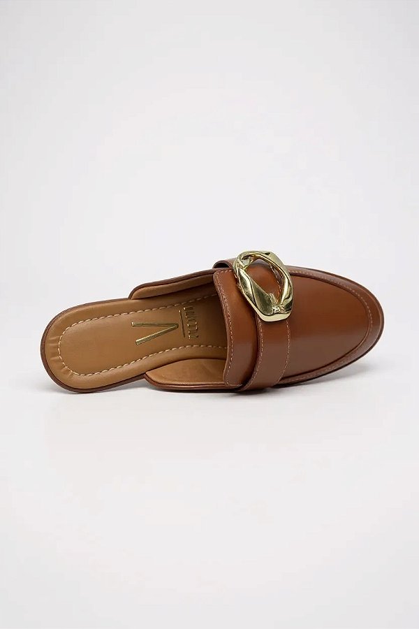 Mule Feminino Vizzano Bico Redondo Com Adorno  Marrom