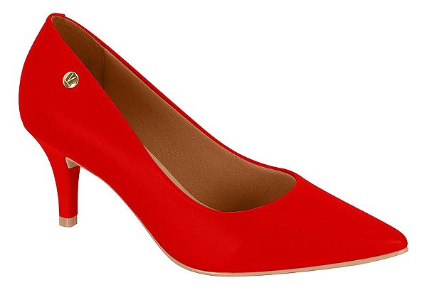 Scarpin Vizzano Sapato Salto Fino Com Detalhe Dourado Vermelho