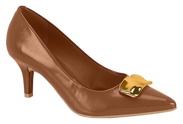 Scarpin Vizzano De Salto Médio Com Detalhe Metalizado Marrom