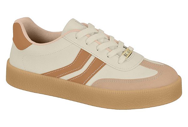 Tênis Vizzano Casual Feminino Com Detalhes Laterais Branco Off