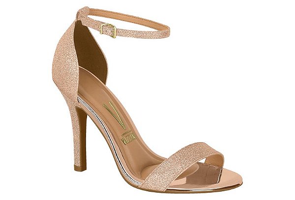 Sandalia Vizzano Feminina Salto Fino E Com Tira Delicada Ouro Rosado