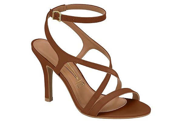 Sandalia Vizzano Feminina Salto Alto Com Tiras Finas Marrom