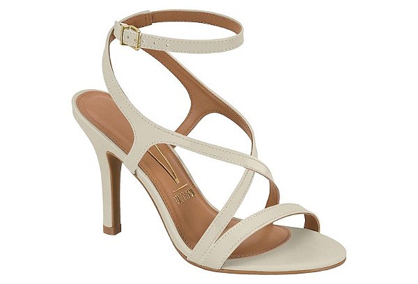 Sandalia Vizzano Feminina Salto Alto Com Tiras Finas Branco Off