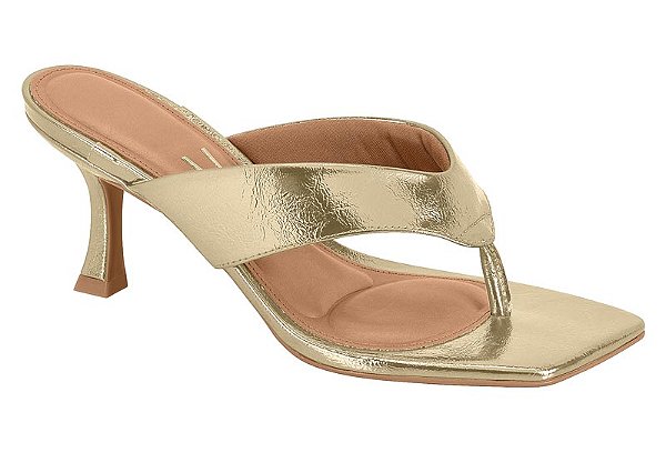 Tamanco Vizzano Metalizado Com Salto Fino Dourado