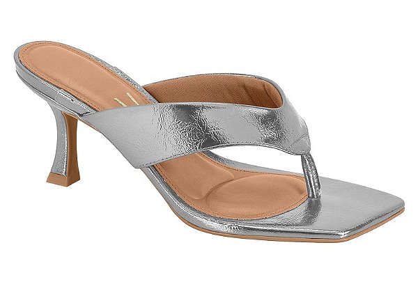 Tamanco Vizzano Metalizado Com Salto Fino Prata