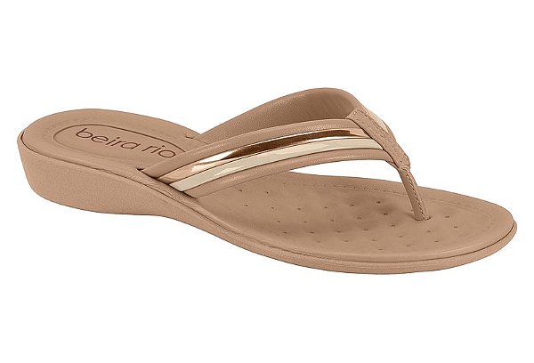 Tamanco Beira Rio Feminino Conforto Com Detalhe Metalizado Nude/Rosa/Ouro Rosado