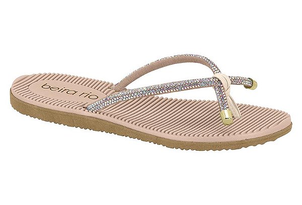 Chinelo Beira Rio Feminino Tiras Brilhantes Aurora/Boreal