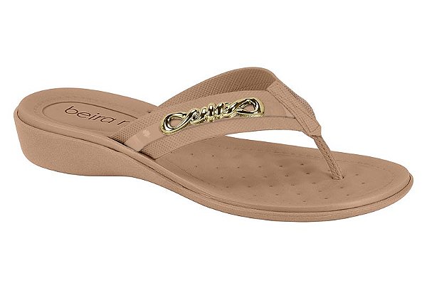 Tamanco Beira Rio Feminino Com Salto Baixo E Detalhe Metalizado Nude