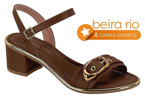 Sandália Feminina Beira Rio Com Fivela Metalizada Marrom